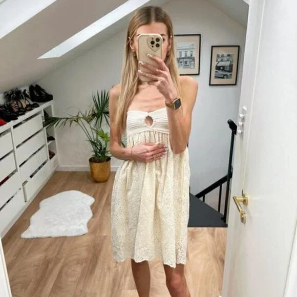 ZARA COMBINATION EMBROIDERED KNIT DRESS - Picture 8 of 8